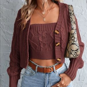 Two piece cropped sweater set. Never worn